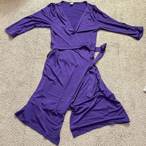 Long sleeve purple wrap dress